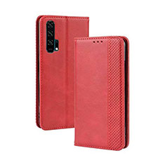 Funda de Cuero Cartera con Soporte Carcasa T18 para Huawei Honor 20 Pro Rojo