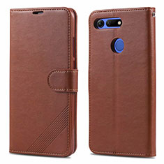 Funda de Cuero Cartera con Soporte Carcasa T18 para Huawei Honor View 20 Marron