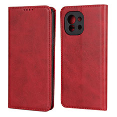 Funda de Cuero Cartera con Soporte Carcasa T20 para Xiaomi Mi 11 5G Rojo