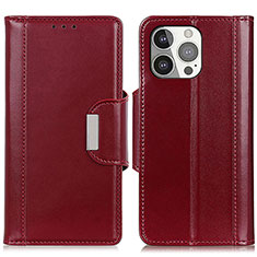 Funda de Cuero Cartera con Soporte Carcasa T22 para Apple iPhone 14 Pro Rojo