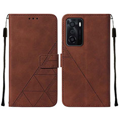 Funda de Cuero Cartera con Soporte Carcasa Y01B para Oppo A55S 5G Marron