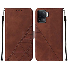 Funda de Cuero Cartera con Soporte Carcasa Y01B para Oppo F19 Pro Marron