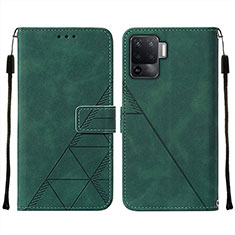 Funda de Cuero Cartera con Soporte Carcasa Y01B para Oppo F19 Pro Verde