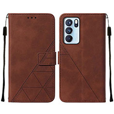 Funda de Cuero Cartera con Soporte Carcasa Y01B para Oppo Reno6 Pro 5G India Marron