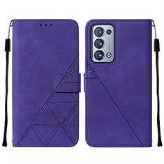 Funda de Cuero Cartera con Soporte Carcasa Y01B para Oppo Reno6 Pro 5G Morado