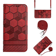 Funda de Cuero Cartera con Soporte Carcasa Y01B para Xiaomi Redmi 9 India Rojo Rosa