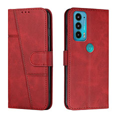 Funda de Cuero Cartera con Soporte Carcasa Y01X para Motorola Moto Edge Lite 5G Rojo