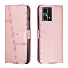 Funda de Cuero Cartera con Soporte Carcasa Y01X para Oppo Reno7 4G Oro Rosa