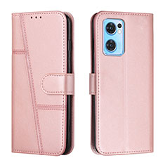 Funda de Cuero Cartera con Soporte Carcasa Y01X para Oppo Reno7 5G Oro Rosa