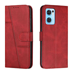 Funda de Cuero Cartera con Soporte Carcasa Y01X para Oppo Reno7 5G Rojo