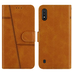 Funda de Cuero Cartera con Soporte Carcasa Y01X para Samsung Galaxy A01 SM-A015 Marron Claro