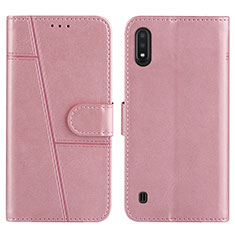 Funda de Cuero Cartera con Soporte Carcasa Y01X para Samsung Galaxy A01 SM-A015 Oro Rosa