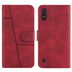 Funda de Cuero Cartera con Soporte Carcasa Y01X para Samsung Galaxy A01 SM-A015 Rojo