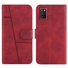 Funda de Cuero Cartera con Soporte Carcasa Y01X para Samsung Galaxy A02s Rojo
