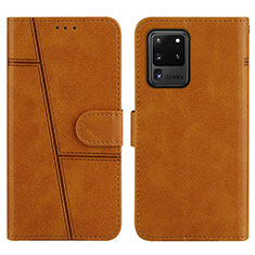 Funda de Cuero Cartera con Soporte Carcasa Y01X para Samsung Galaxy S20 Ultra Marron Claro