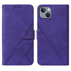 Funda de Cuero Cartera con Soporte Carcasa Y02B para Apple iPhone 13 Morado