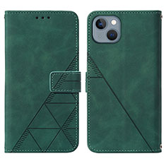 Funda de Cuero Cartera con Soporte Carcasa Y02B para Apple iPhone 14 Plus Verde