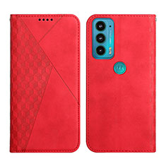 Funda de Cuero Cartera con Soporte Carcasa Y02X para Motorola Moto Edge Lite 5G Rojo