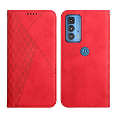 Funda de Cuero Cartera con Soporte Carcasa Y02X para Motorola Moto Edge S Pro 5G Rojo