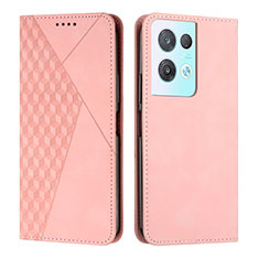 Funda de Cuero Cartera con Soporte Carcasa Y02X para Oppo Reno9 Pro+ Plus 5G Oro Rosa