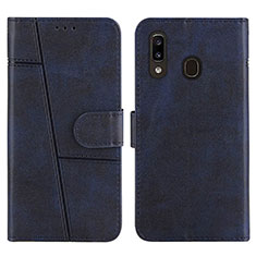 Funda de Cuero Cartera con Soporte Carcasa Y02X para Samsung Galaxy A20 Azul