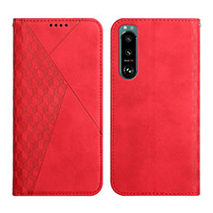 Funda de Cuero Cartera con Soporte Carcasa Y02X para Sony Xperia 5 III Rojo