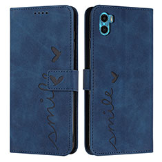 Funda de Cuero Cartera con Soporte Carcasa Y03X para Motorola Moto E22S Azul