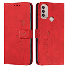 Funda de Cuero Cartera con Soporte Carcasa Y03X para Motorola Moto E30 Rojo