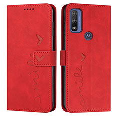 Funda de Cuero Cartera con Soporte Carcasa Y03X para Motorola Moto G Pure Rojo