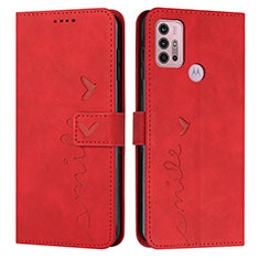 Funda de Cuero Cartera con Soporte Carcasa Y03X para Motorola Moto G10 Power Rojo