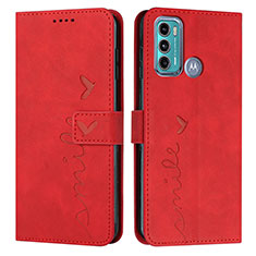 Funda de Cuero Cartera con Soporte Carcasa Y03X para Motorola Moto G60 Rojo