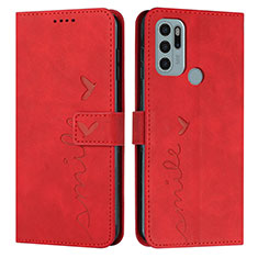Funda de Cuero Cartera con Soporte Carcasa Y03X para Motorola Moto G60s Rojo