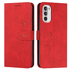 Funda de Cuero Cartera con Soporte Carcasa Y03X para Motorola Moto G71s 5G Rojo