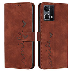 Funda de Cuero Cartera con Soporte Carcasa Y03X para Oppo Reno7 4G Marron