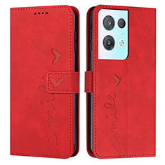 Funda de Cuero Cartera con Soporte Carcasa Y03X para Oppo Reno8 Pro 5G Rojo