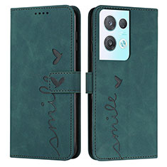 Funda de Cuero Cartera con Soporte Carcasa Y03X para Oppo Reno9 Pro+ Plus 5G Verde