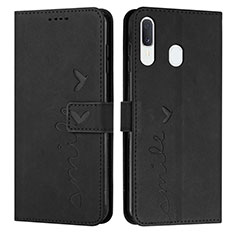 Funda de Cuero Cartera con Soporte Carcasa Y03X para Samsung Galaxy A20 Negro