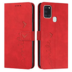 Funda de Cuero Cartera con Soporte Carcasa Y03X para Samsung Galaxy A21s Rojo