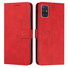 Funda de Cuero Cartera con Soporte Carcasa Y03X para Samsung Galaxy A51 4G Rojo