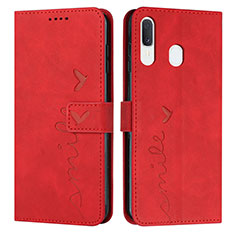 Funda de Cuero Cartera con Soporte Carcasa Y03X para Samsung Galaxy M10S Rojo