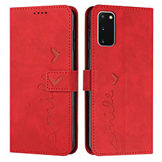 Funda de Cuero Cartera con Soporte Carcasa Y03X para Samsung Galaxy S20 5G Rojo