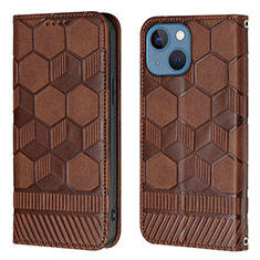 Funda de Cuero Cartera con Soporte Carcasa Y04B para Apple iPhone 14 Marron