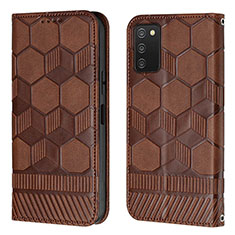 Funda de Cuero Cartera con Soporte Carcasa Y04B para Samsung Galaxy A02s Marron