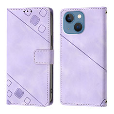 Funda de Cuero Cartera con Soporte Carcasa Y05B para Apple iPhone 14 Morado