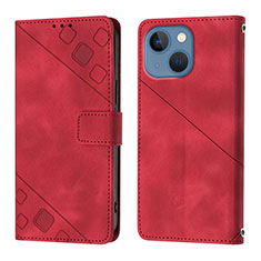 Funda de Cuero Cartera con Soporte Carcasa Y05B para Apple iPhone 14 Plus Rojo