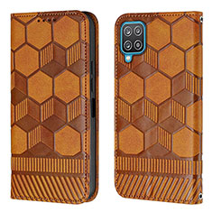 Funda de Cuero Cartera con Soporte Carcasa Y05B para Samsung Galaxy F12 Marron Claro