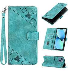 Funda de Cuero Cartera con Soporte Carcasa Y06B para Apple iPhone 14 Cian