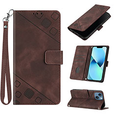 Funda de Cuero Cartera con Soporte Carcasa Y06B para Apple iPhone 14 Plus Marron