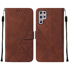 Funda de Cuero Cartera con Soporte Carcasa Y07B para Samsung Galaxy S21 Ultra 5G Marron