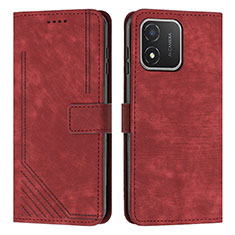 Funda de Cuero Cartera con Soporte Carcasa Y07X para Huawei Honor X5 Rojo